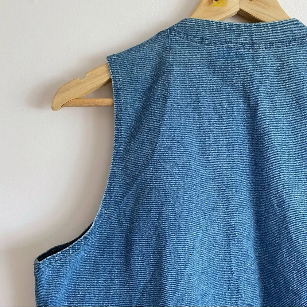 Vintage Cottagecore Lacy Floral Denim Vest - Picture 9 of 13